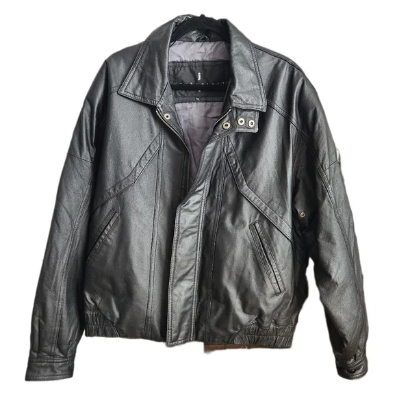 Vintage 90s Joshua Ross Genuine Leather Bomber Jacket – Black – Men’s XL - Picture 2 of 13